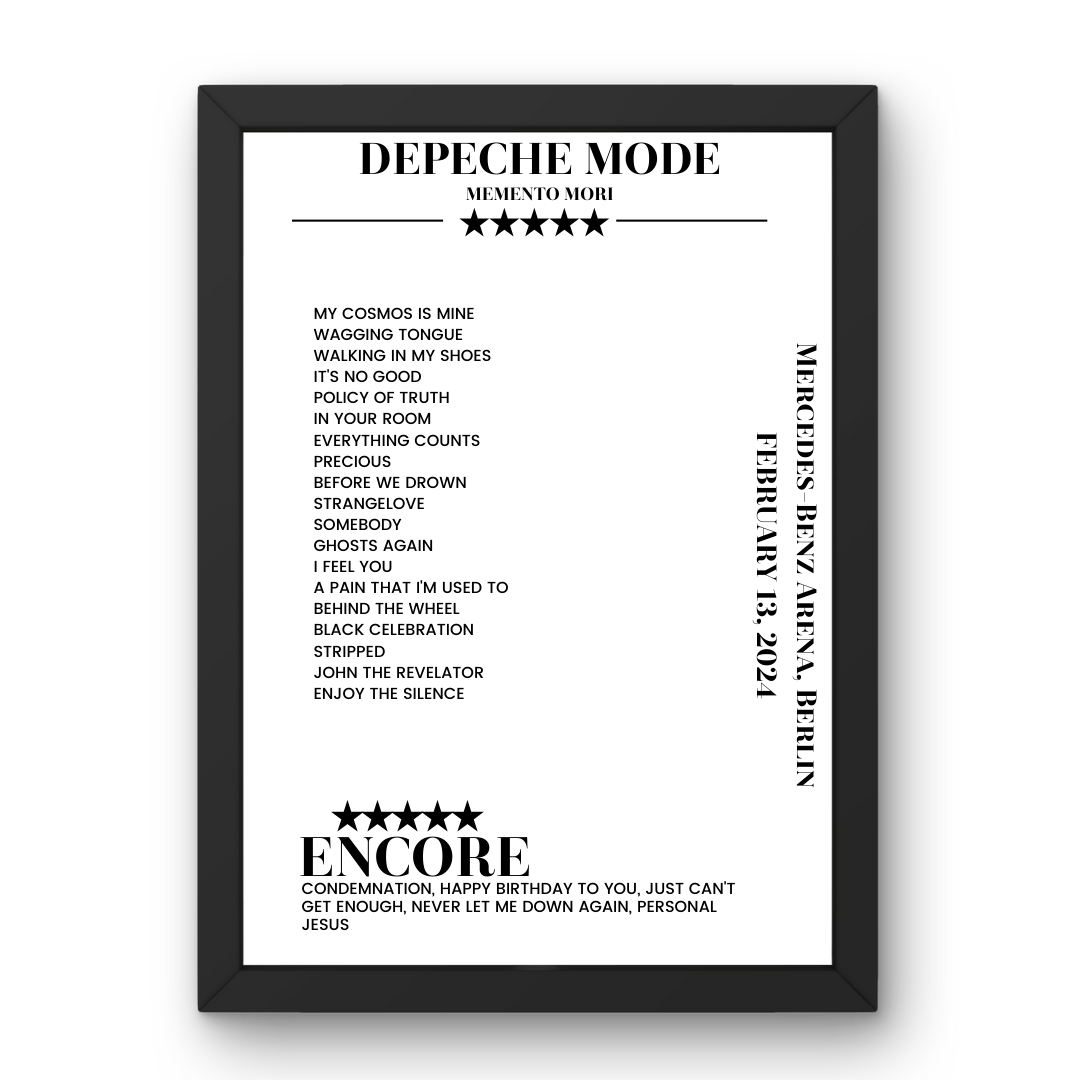 Depeche Mode February 13, 2024 Mercedes - Benz Arena Berlin Setlist Poster - Setlist