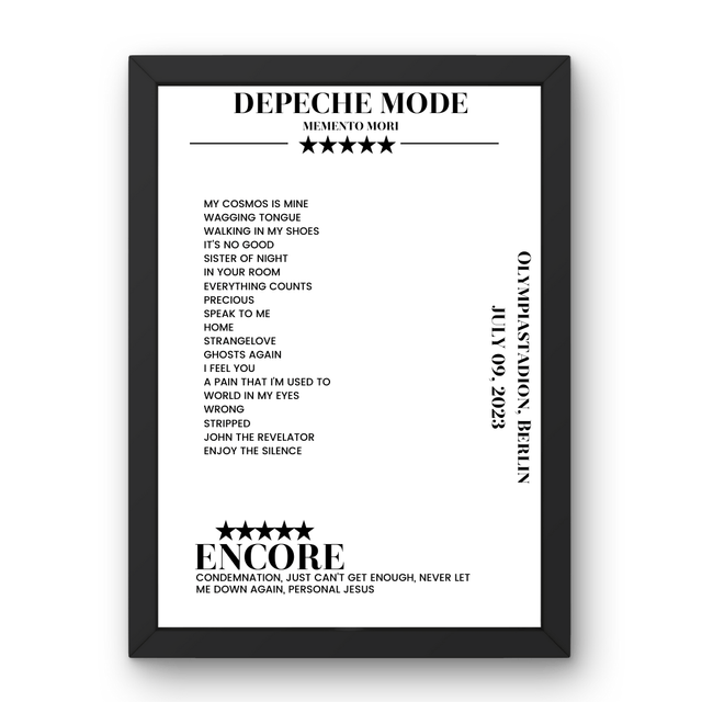 Depeche Mode July 09, 2023 Olympiastadion Berlin Setlist Poster - Setlist