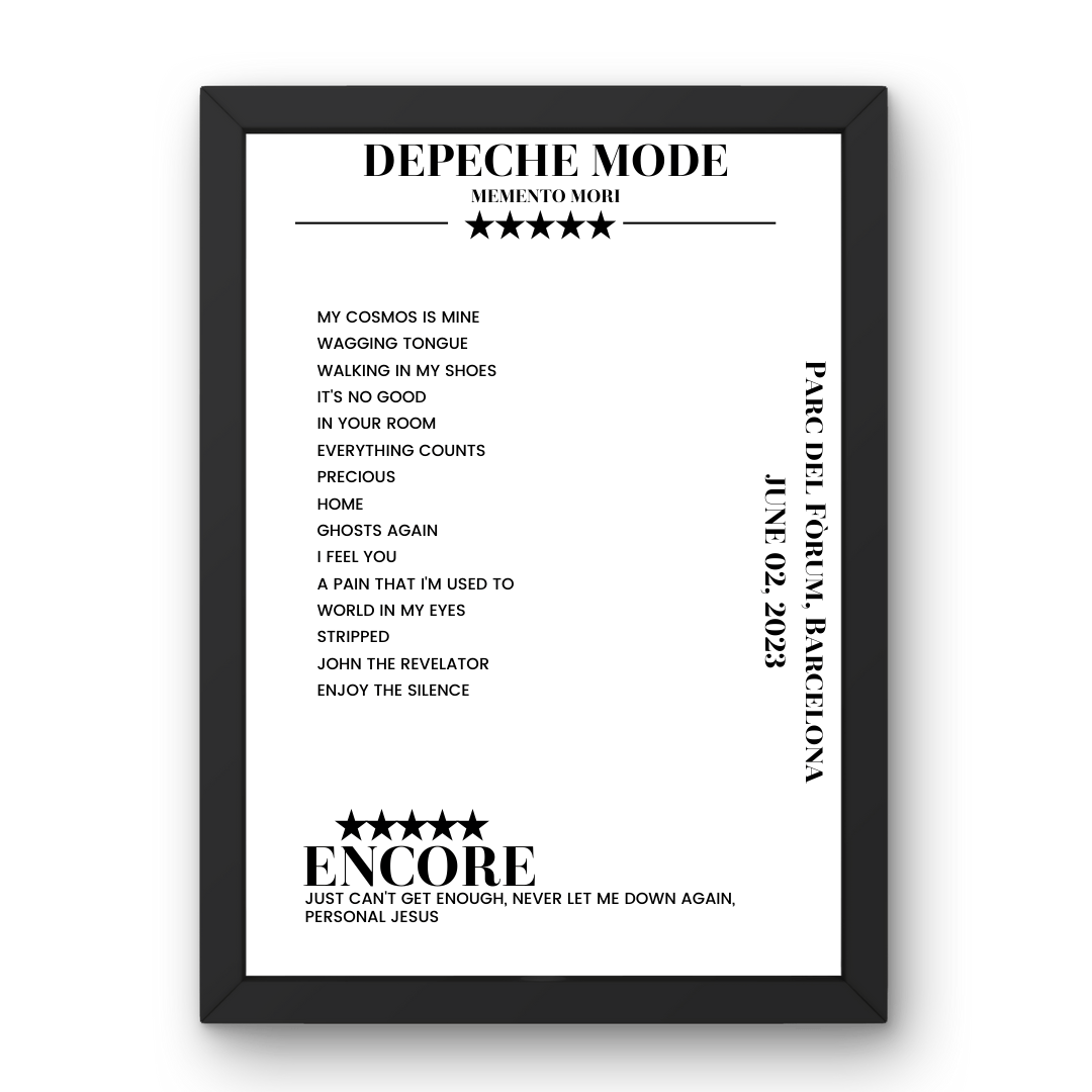 Depeche Mode June 02, 2023 Parc del Fòrum Barcelona Setlist Poster - Setlist