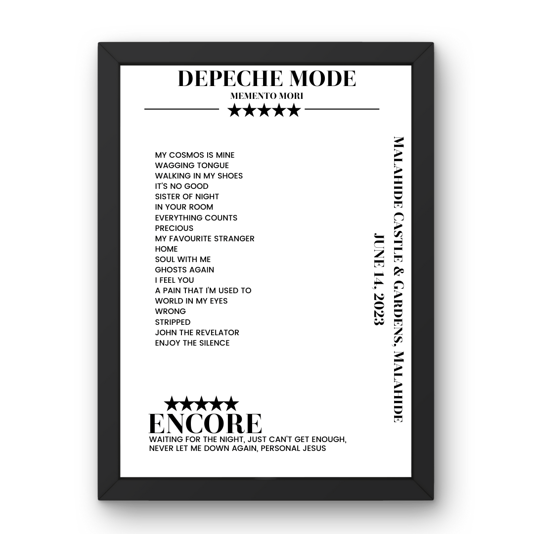 Depeche Mode June 14, 2023 Malahide Castle & Gardens Malahide Setlist Poster - Setlist