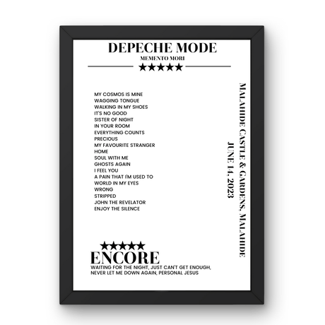 Depeche Mode June 14, 2023 Malahide Castle & Gardens Malahide Setlist Poster - Setlist