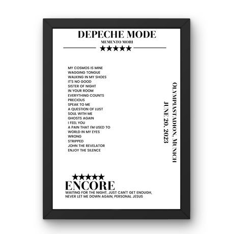 Depeche Mode June 20, 2023 Olympiastadion Munich Setlist Poster - Setlist