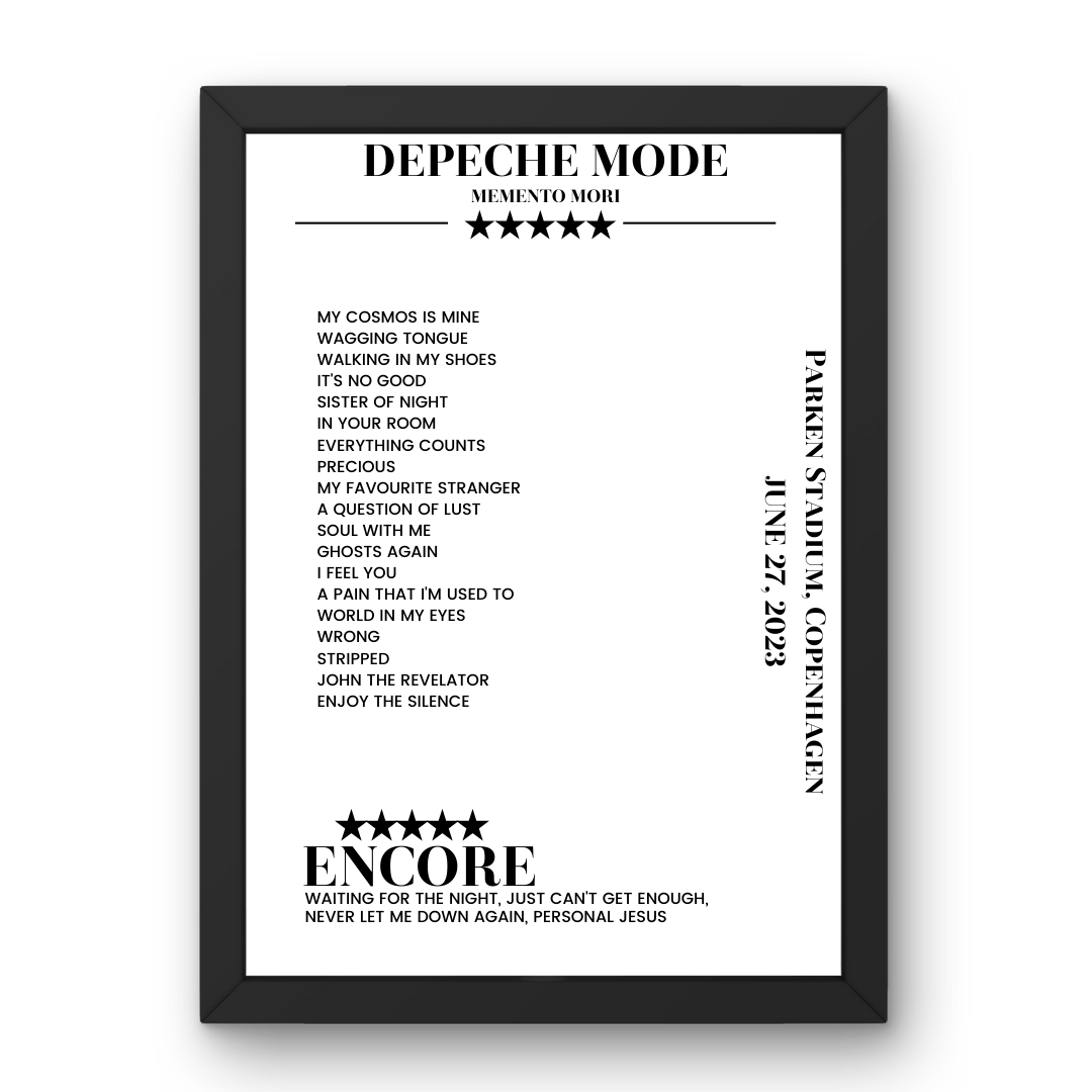 Depeche Mode June 27, 2023 Parken Stadium Copenhagen Setlist Poster - Setlist