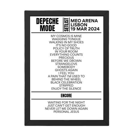 Depeche Mode Lisbon March 19, 2024 Replica Setlist - Setlist