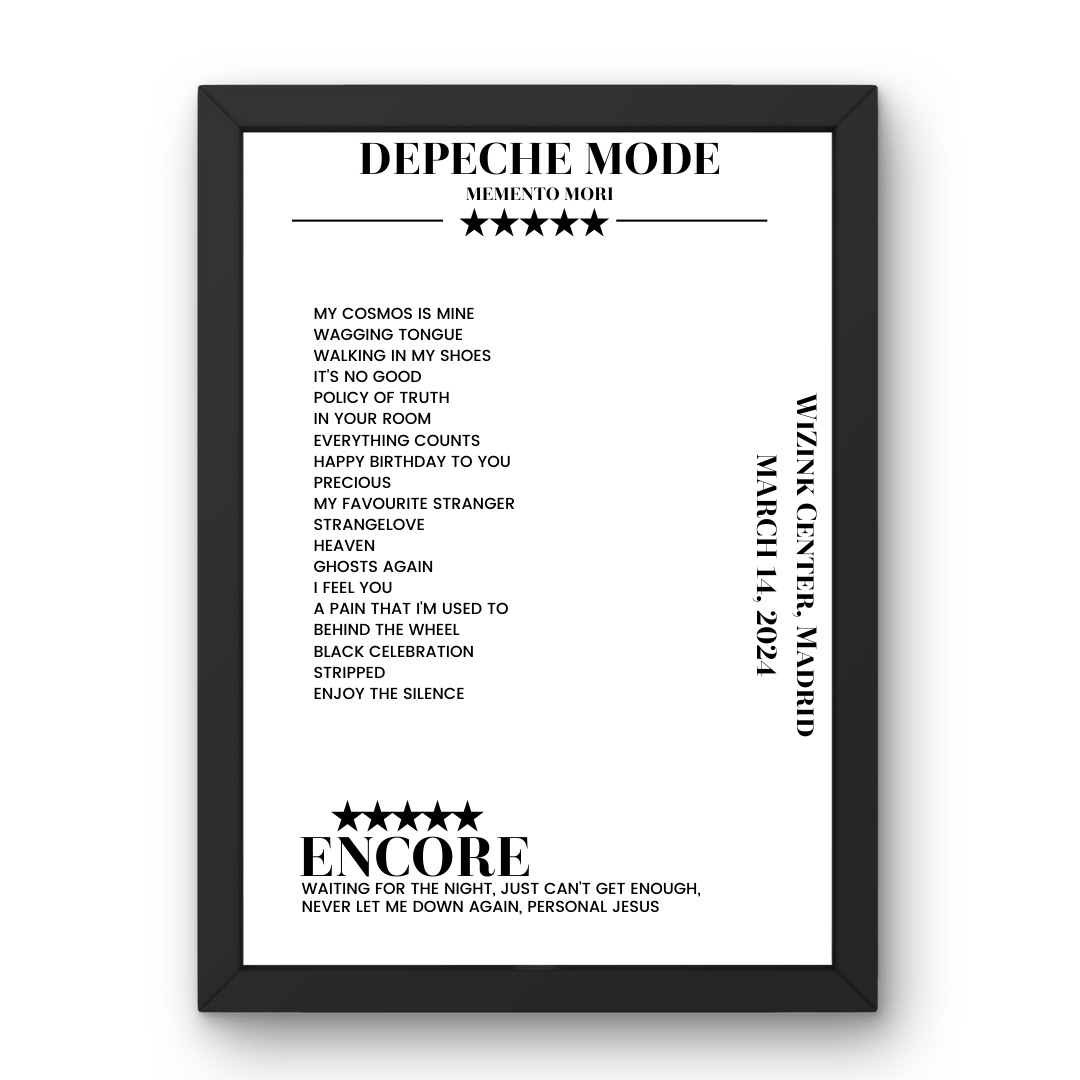 Depeche Mode March 14, 2024 WiZink Center Madrid Setlist Poster - Setlist