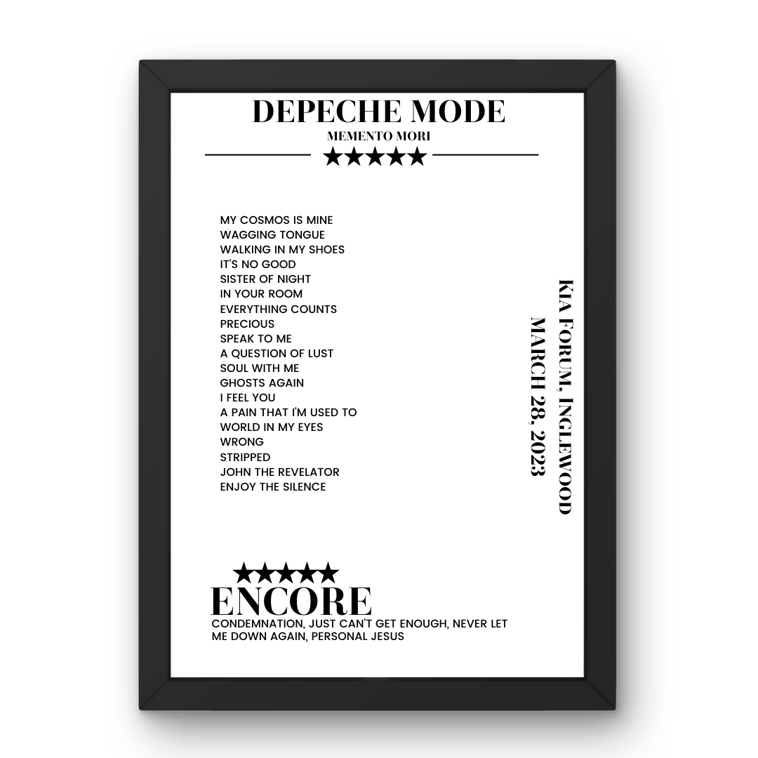 Depeche Mode March 28, 2023 Kia Forum Inglewood Setlist Poster - Setlist