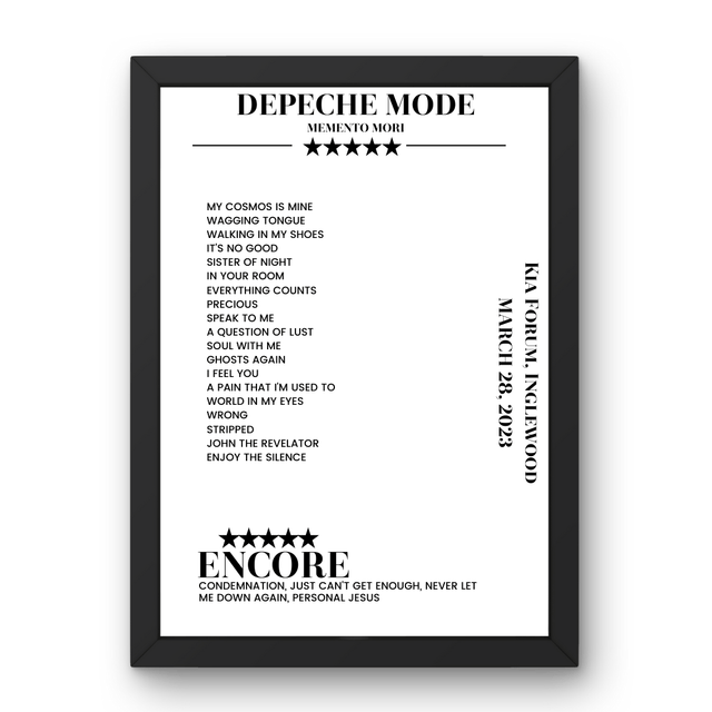 Depeche Mode March 28, 2023 Kia Forum Inglewood Setlist Poster - Setlist