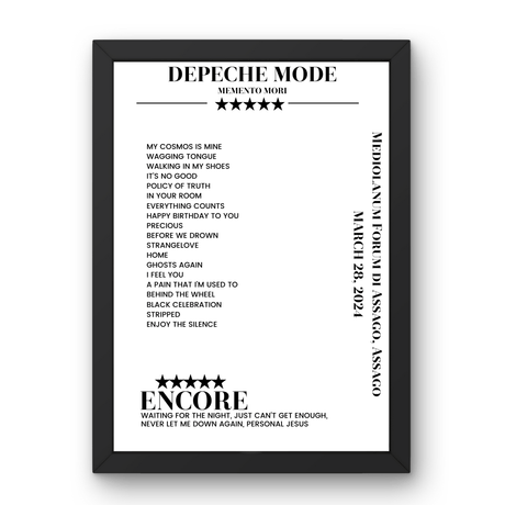 Depeche Mode March 28, 2024 Mediolanum Forum di Assago Assago Setlist Poster - Setlist