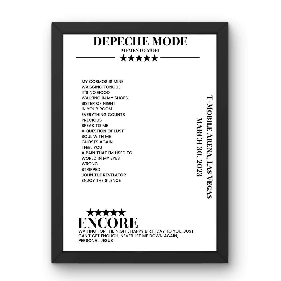 Depeche Mode March 30, 2023 T - Mobile Arena Las Vegas Setlist Poster - Setlist