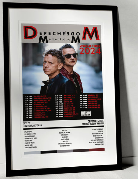 Depeche Mode Memento Mori 3Arena Dublin 3rd February 2024 - Setlist Tour Poster - Setlist