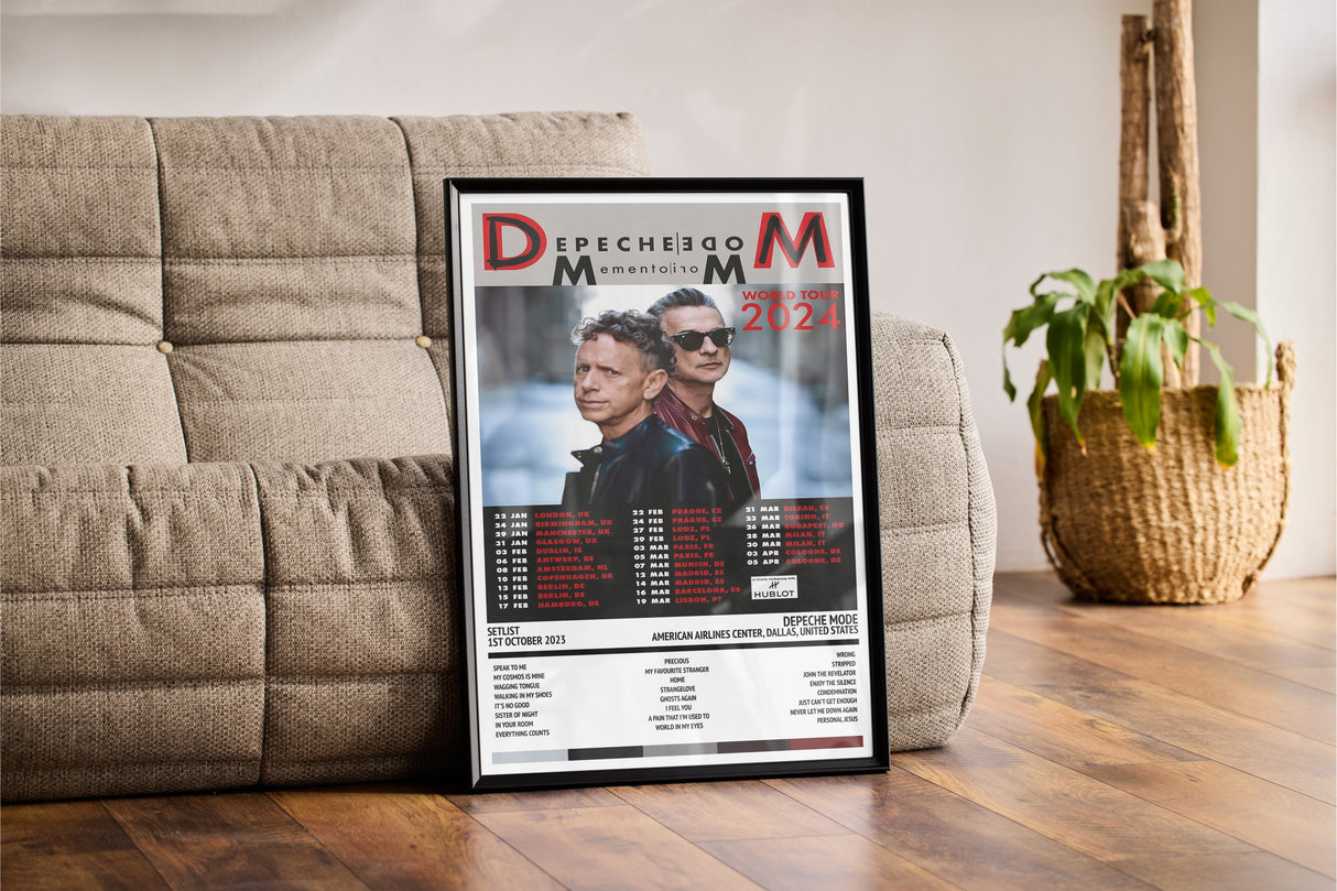 Depeche Mode Memento Mori American Airlines Center Dallas 1st October 2023 - Setlist Tour Poster - Setlist