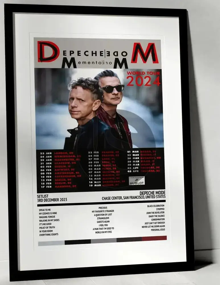 Depeche Mode Memento Mori Chase Center San Francisco 3rd December 2023 - Setlist Tour Poster - Setlist