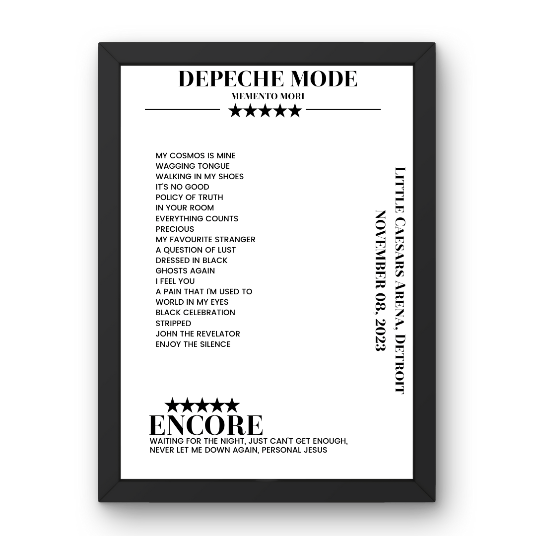 Depeche Mode November 08, 2023 Little Caesars Arena Detroit Setlist Poster - Setlist