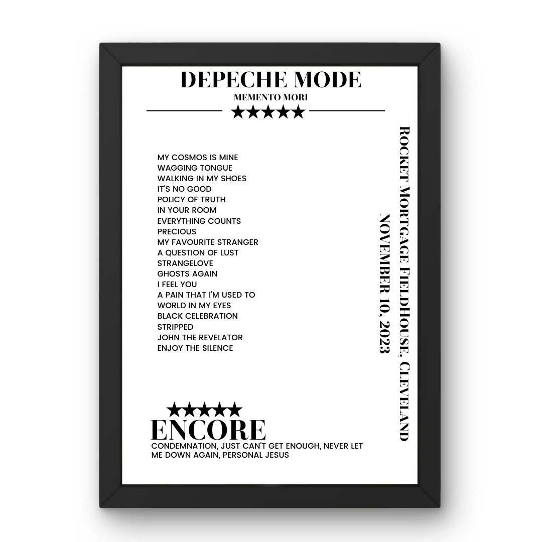 Depeche Mode November 10, 2023 Rocket Mortgage FieldHouse Cleveland Setlist Poster - Setlist