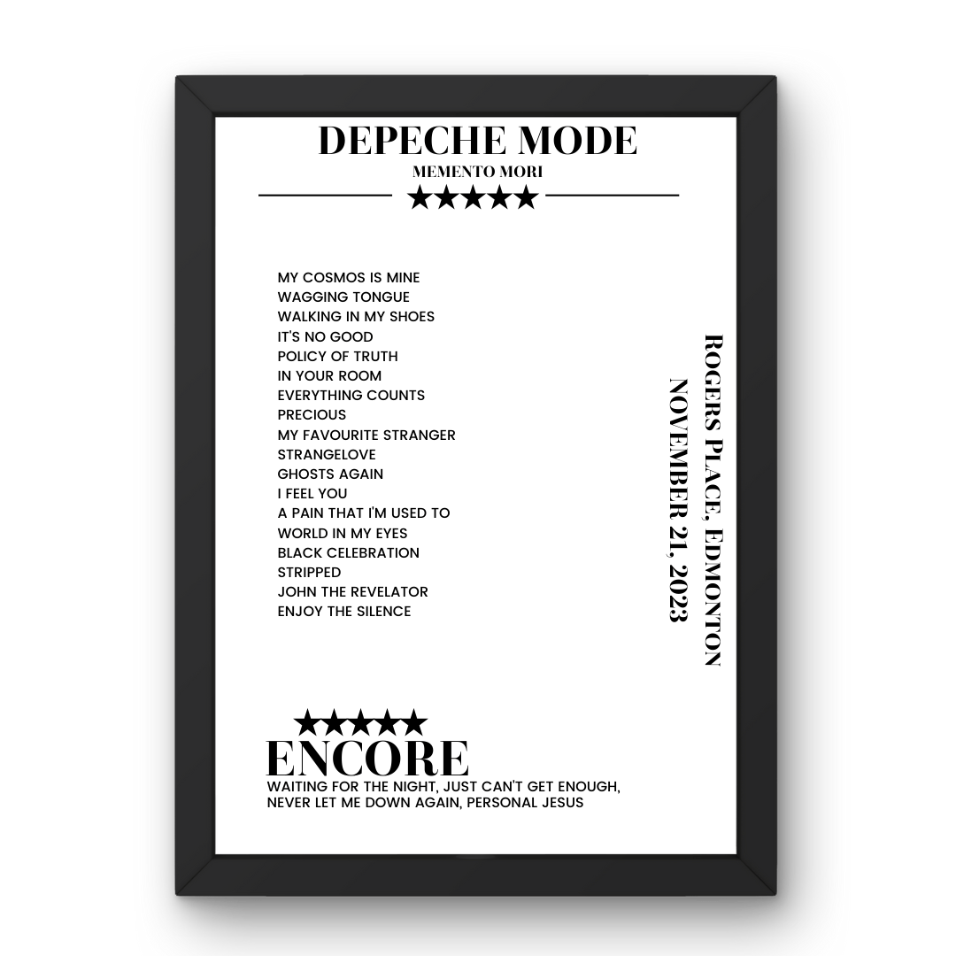 Depeche Mode November 21, 2023 Rogers Place Edmonton Setlist Poster - Setlist