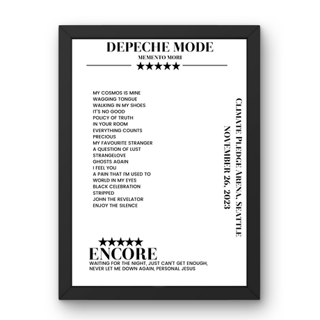 Depeche Mode November 26, 2023 Climate Pledge Arena Seattle Setlist Poster - Setlist