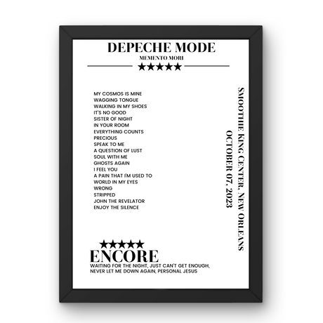 Depeche Mode October 07, 2023 Smoothie King Center New Orleans Setlist Poster - Setlist