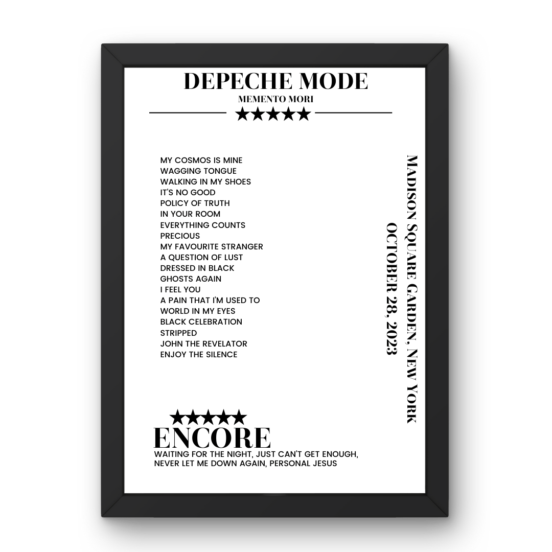 Depeche Mode October 28, 2023 Madison Square Garden New York Setlist Poster - Setlist