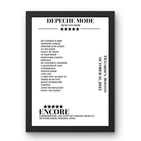 Depeche Mode October 31, 2023 TD Garden Boston Setlist Poster - Setlist