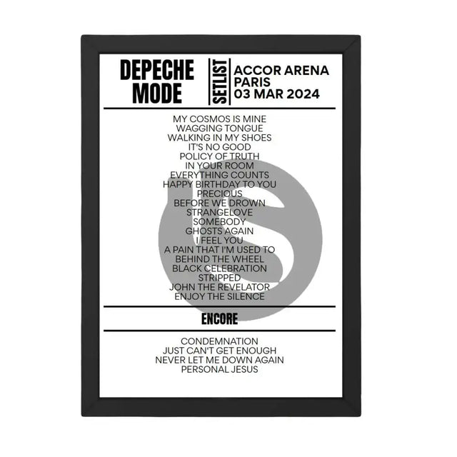 Depeche Mode Paris March 03, 2024 Replica Setlist - Setlist