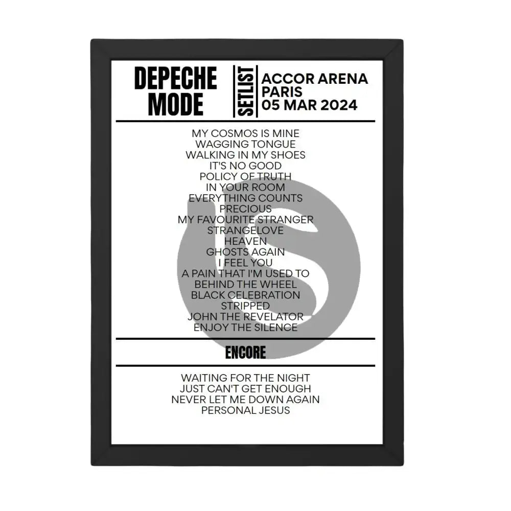 Depeche Mode Paris March 05, 2024 Replica Setlist - Setlist