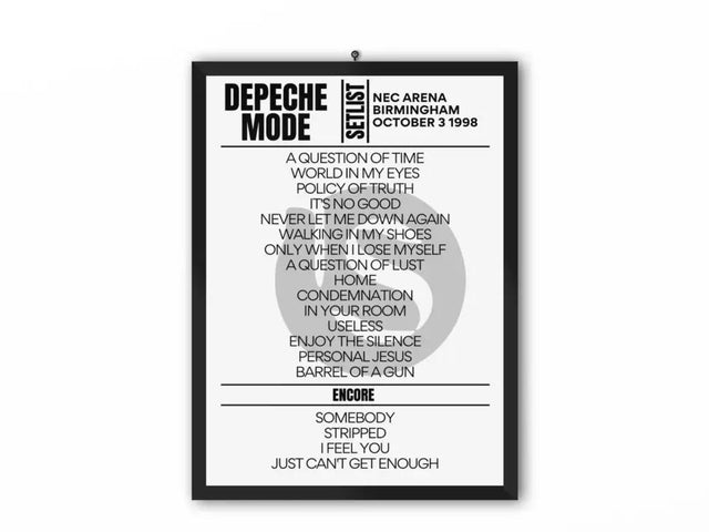 Depeche Mode Setlist NEC Arena Birmingham October 3 1998 - Setlist