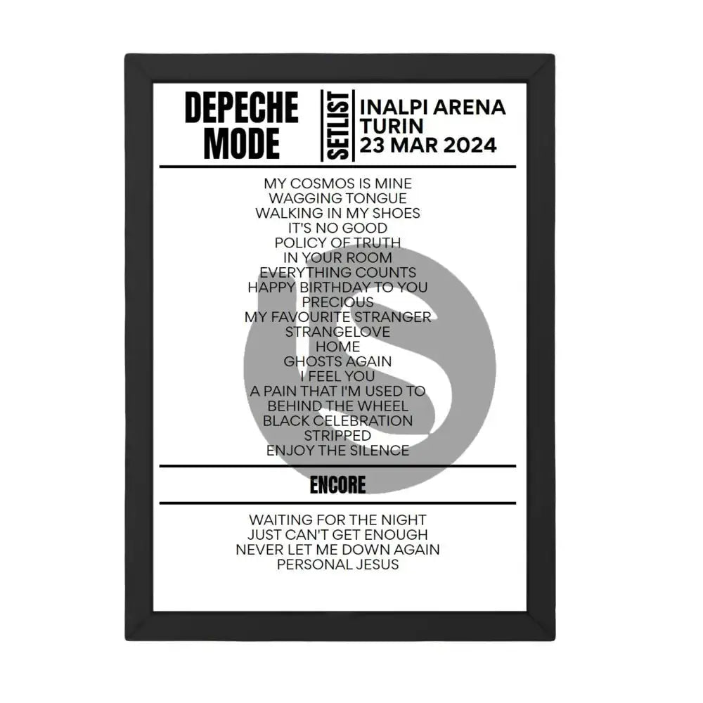 Depeche Mode Turin March 23, 2024 Replica Setlist - Setlist