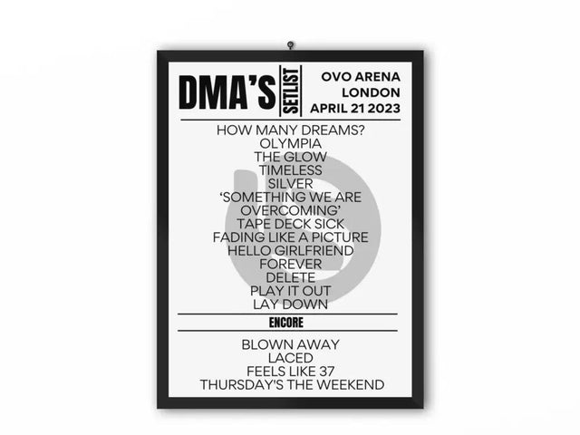 DMA's London Setlist April 2023 - Setlist