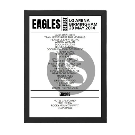 Eagles Birmingham May 29, 2014 Replica Setlist - Setlist