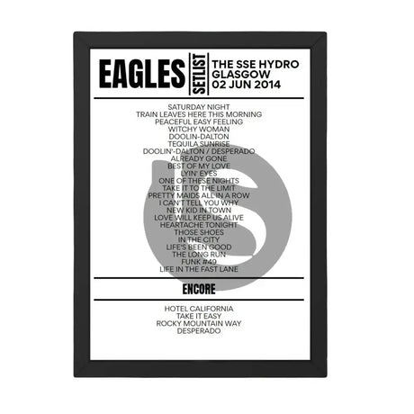 Eagles Glasgow June 2, 2014 Replica Setlist - Setlist