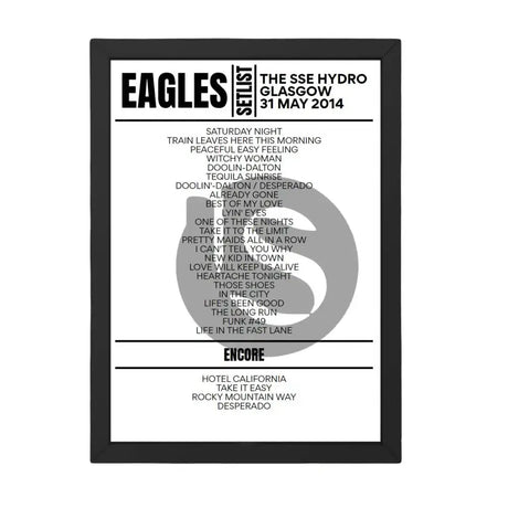 Eagles Glasgow May 31, 2014 Replica Setlist - Setlist