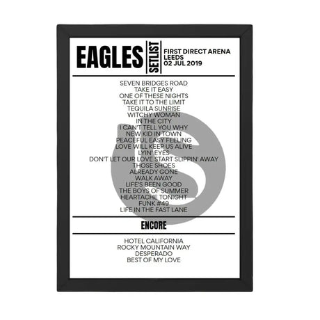 Eagles Leeds July 2, 2019 Replica Setlist - Setlist