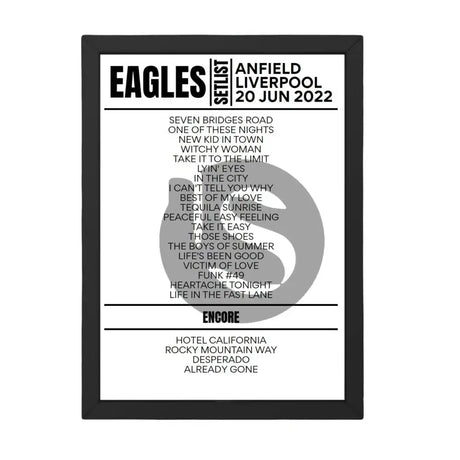 Eagles Liverpool June 20, 2022 Replica Setlist - Setlist