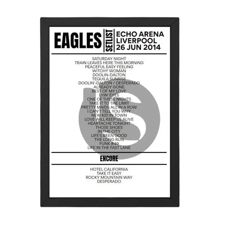 Eagles Liverpool June 26, 2014 Replica Setlist - Setlist