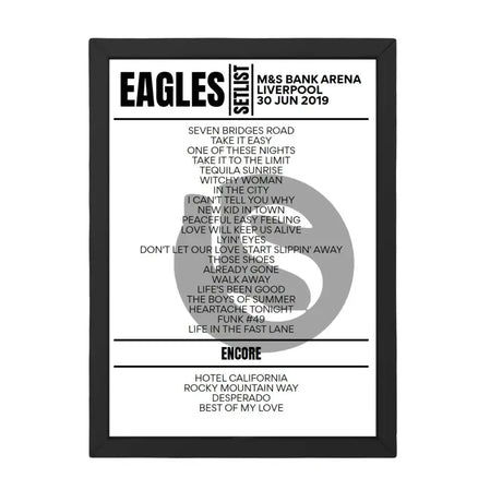 Eagles Liverpool June 30, 2019 Replica Setlist - Setlist