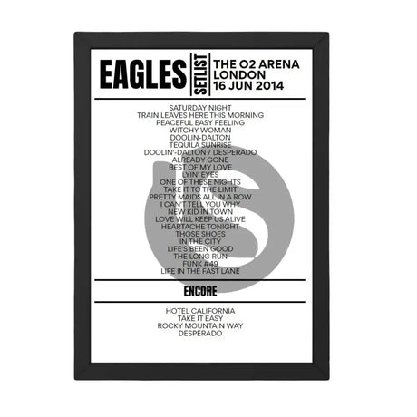 Eagles London June 16, 2014 Replica Setlist - Setlist