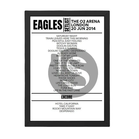 Eagles London June 20, 2014 Replica Setlist - Setlist