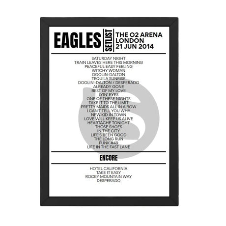 Eagles London June 21, 2014 Replica Setlist - Setlist