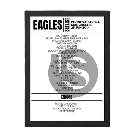 Eagles Manchester June 25, 2014 Replica Setlist - Setlist