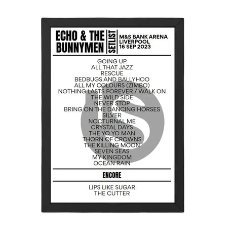 Echo & the Bunnymen Liverpool September 16, 2023 Replica Setlist - Setlist