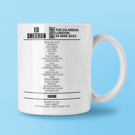 Ed Sheeran 02 Arena London March 24, 2023 Setlist Mug - Setlist