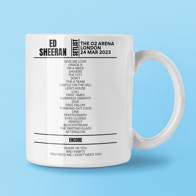 Ed Sheeran 02 Arena London March 24, 2023 Setlist Mug - Setlist