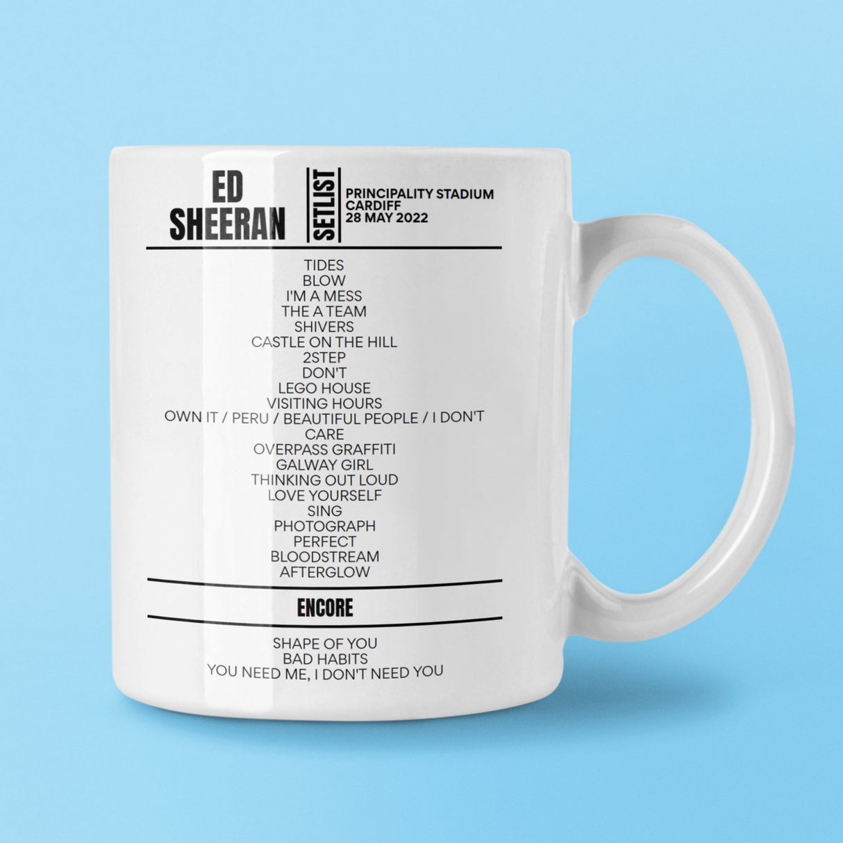 Ed Sheeran Principality Stadium Cardiff May 28, 2022 Setlist Mug - Setlist