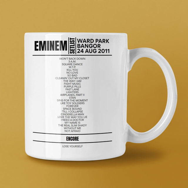 Eminem Faenol Estate Bangor August 24, 2011 Setlist Mug - Setlist