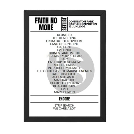 Faith No More Download Festival 2009 Replica Setlist - Setlist