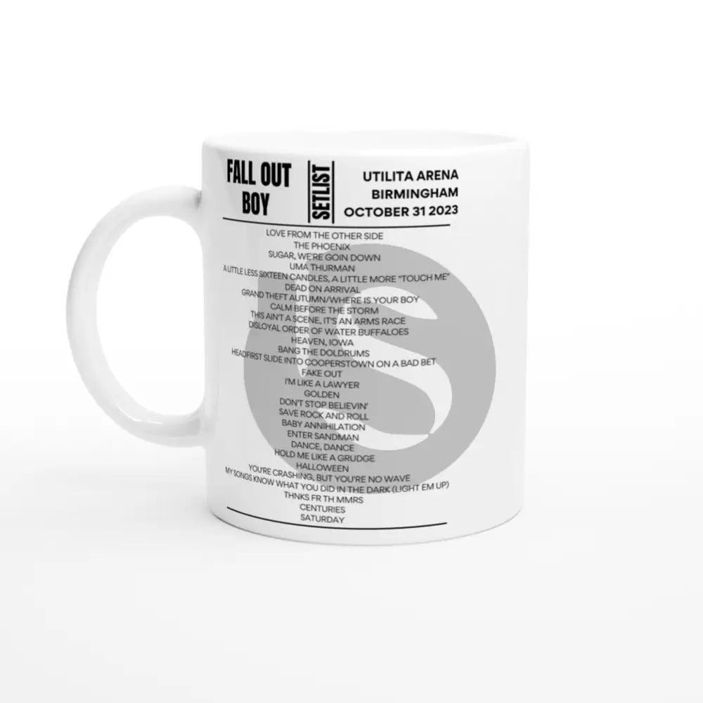 Fall Out Boy Birmingham October 2023 Setlist Mug - Setlist