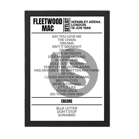 Fleetwood Mac London June 1988 Replica Setlist - Setlist