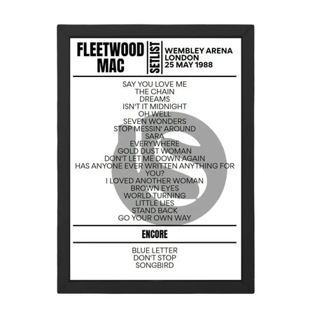 Fleetwood Mac London May 1988 Replica Setlist - Setlist