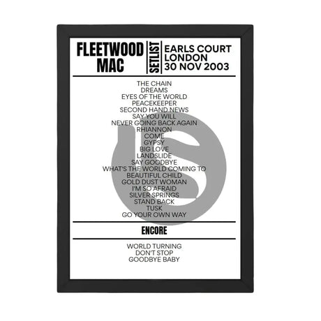 Fleetwood Mac London November 2003 Replica Setlist - Setlist