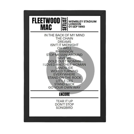 Fleetwood Mac London September 1990 Replica Setlist - Setlist